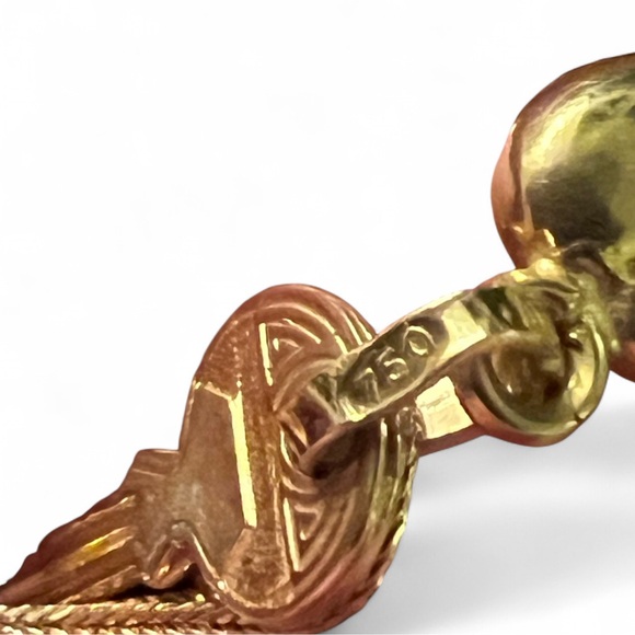 18k solid yellow Gold Heart and Key Pendant Necklace - Picture 8 of 11